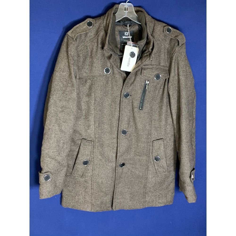 Wantdo Men's Wool Blend Pea Coat-Coffee - Picture 6 of 8